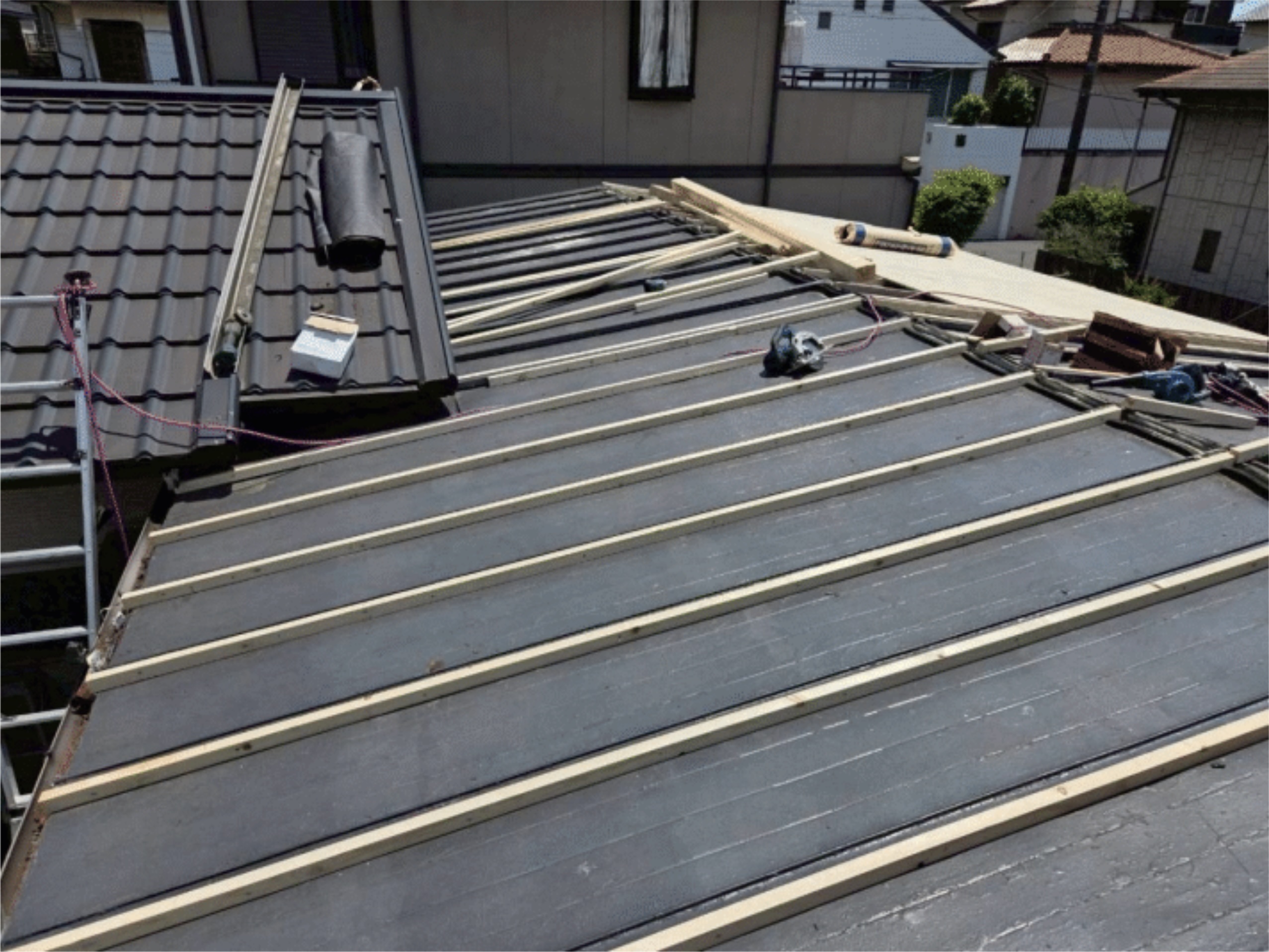 屋根全体へ垂木施工完了