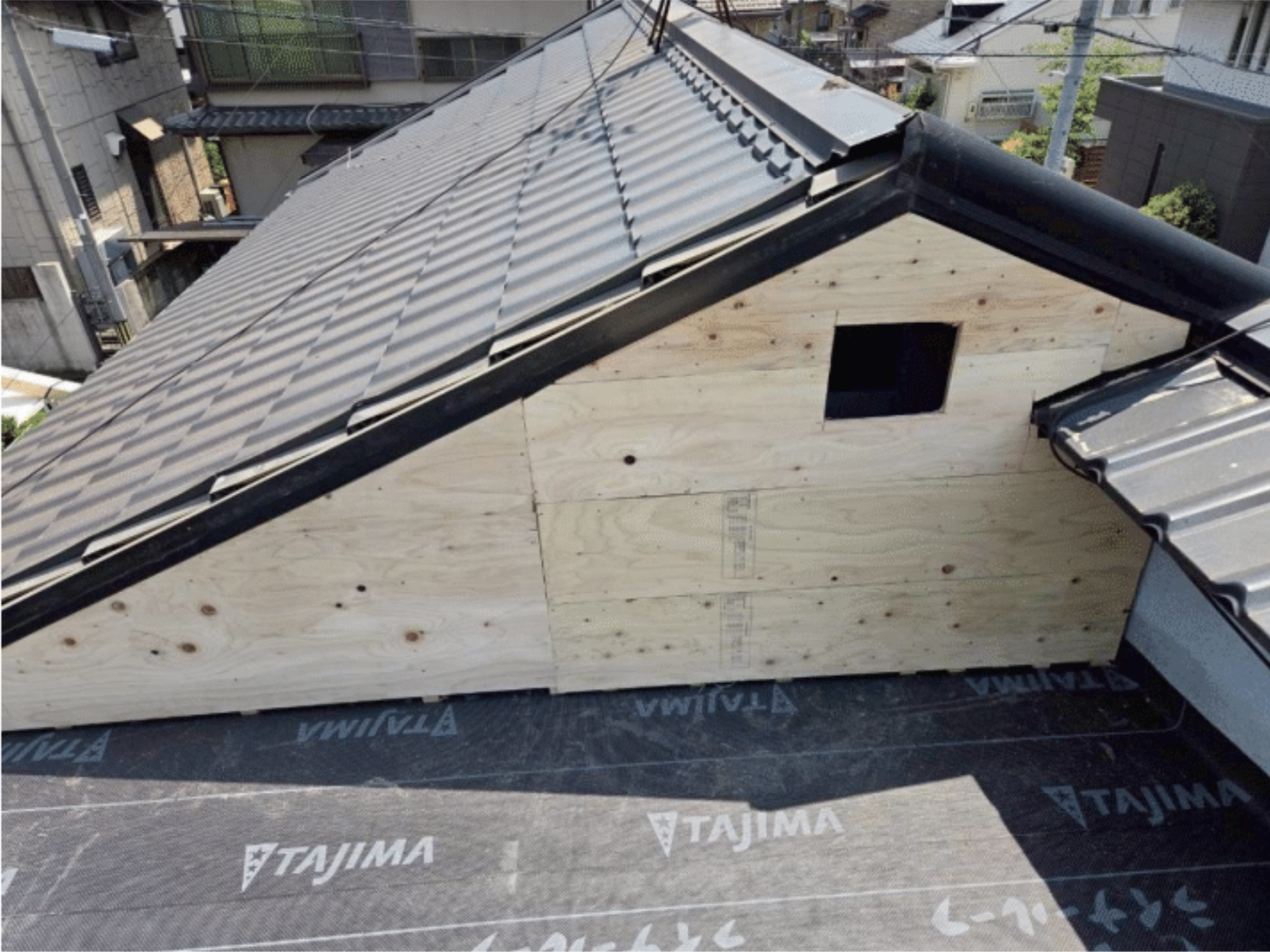 外壁取り合い部の下地木材設置2
