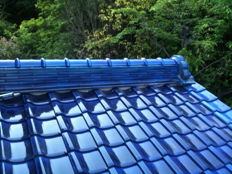 屋根　日本和瓦　棟部　雨漏れ補修　/ 名古屋市天白区