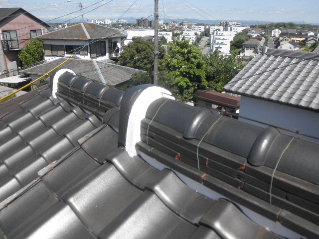 屋根漆喰　剥がれ修繕　鬼巻き　/ 名古屋市緑区